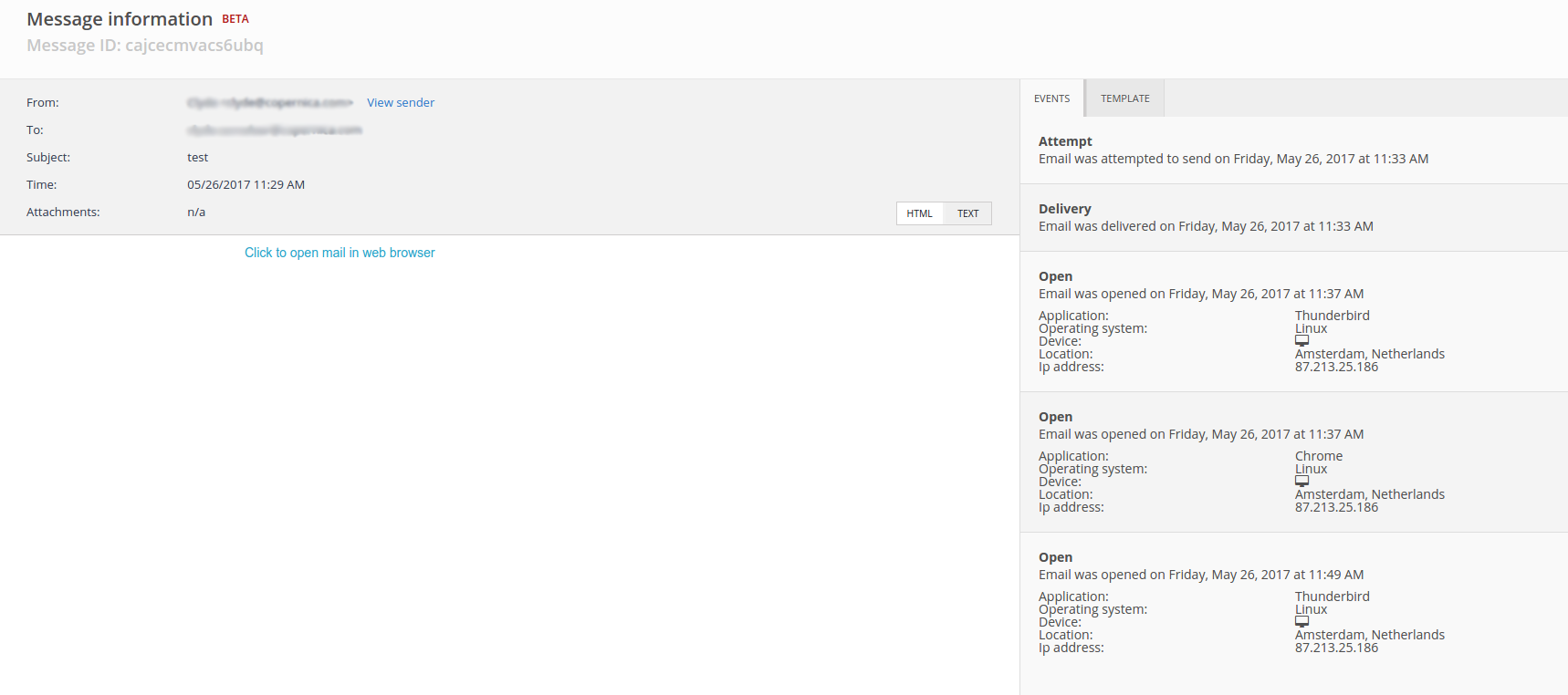 Message information interface message information