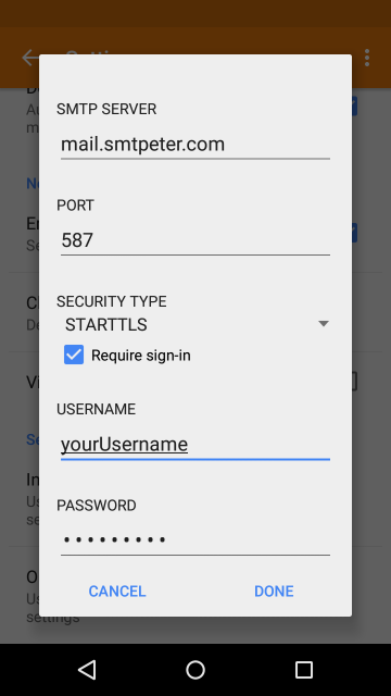 Configure SMTP settings SMTP settings